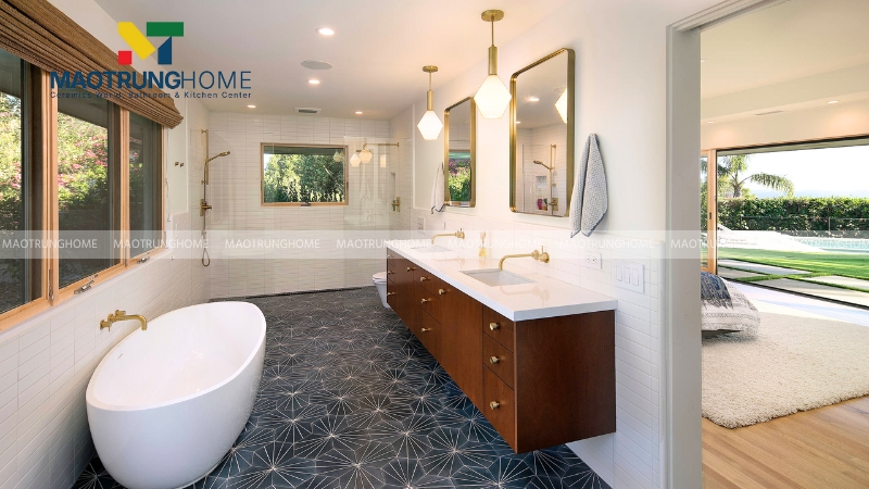 Layout 2: Phòng tắm 6m² (kích thước 3m x 2m)