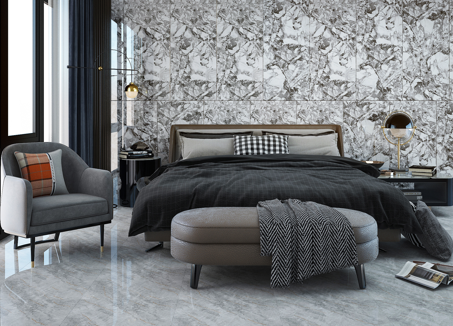 Gạch Hoàn Mỹ Vân đá Marble 60x120 03621 - Ảnh 5