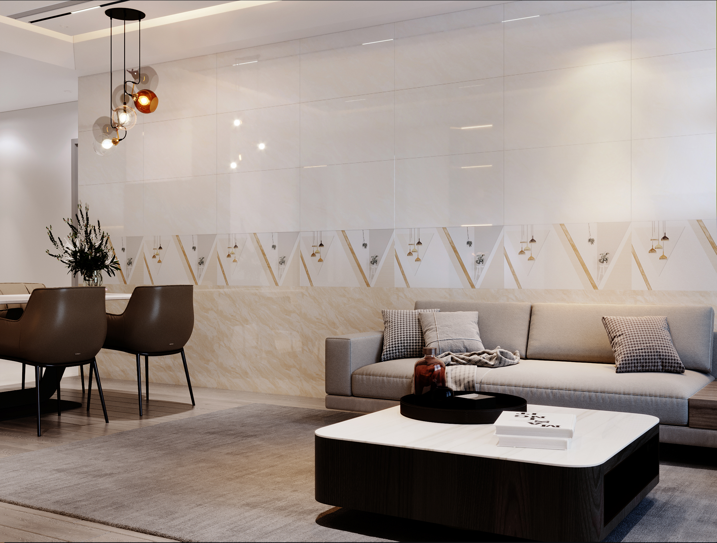 Gạch Hoàn Mỹ Vân đá Marble 40x80 08914 - Ảnh 3