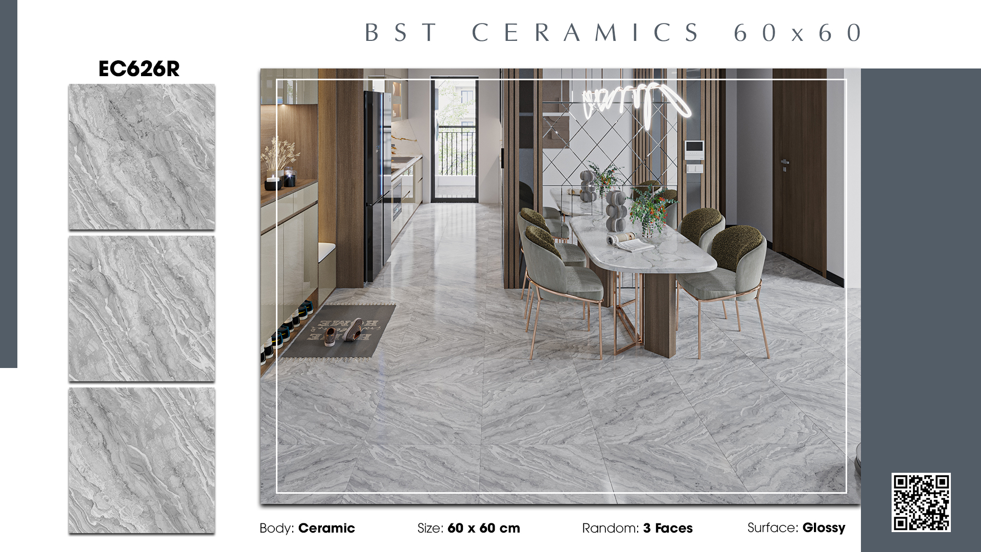 Gạch Lát nền Ý Mỹ 60x60 EC626R