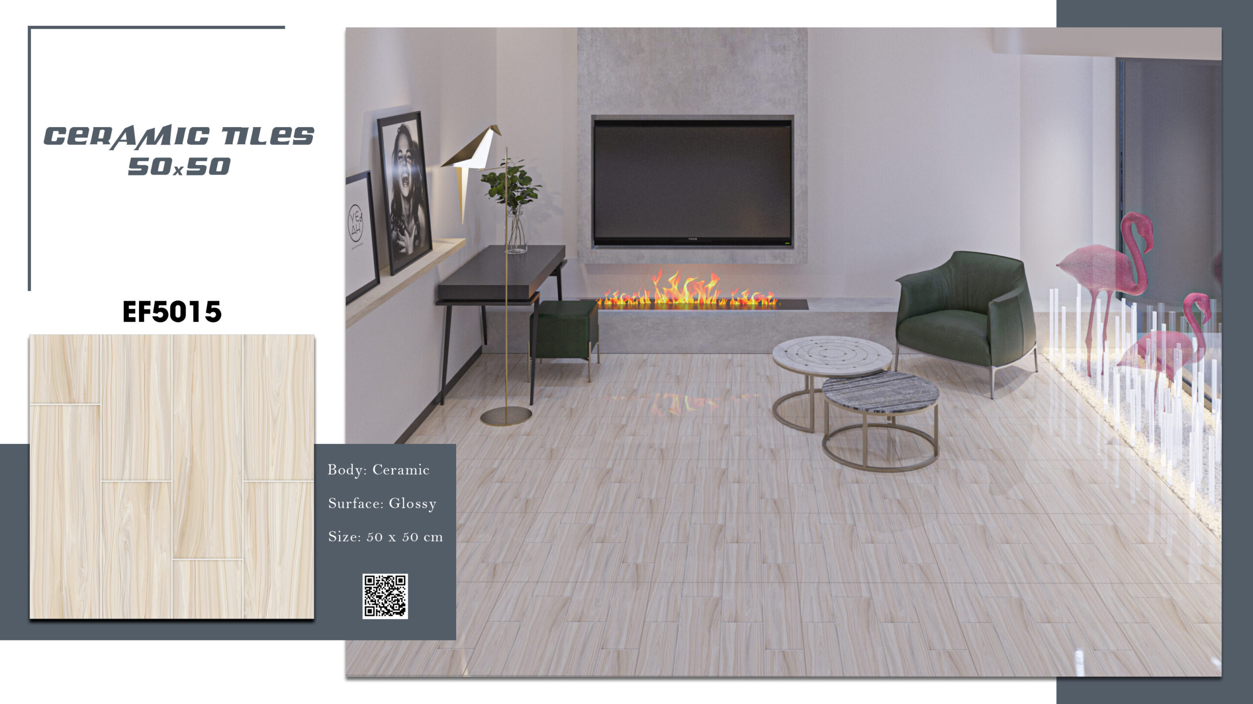 Gạch Lát nền, ốp tường Ý Mỹ 50x50 EF5015