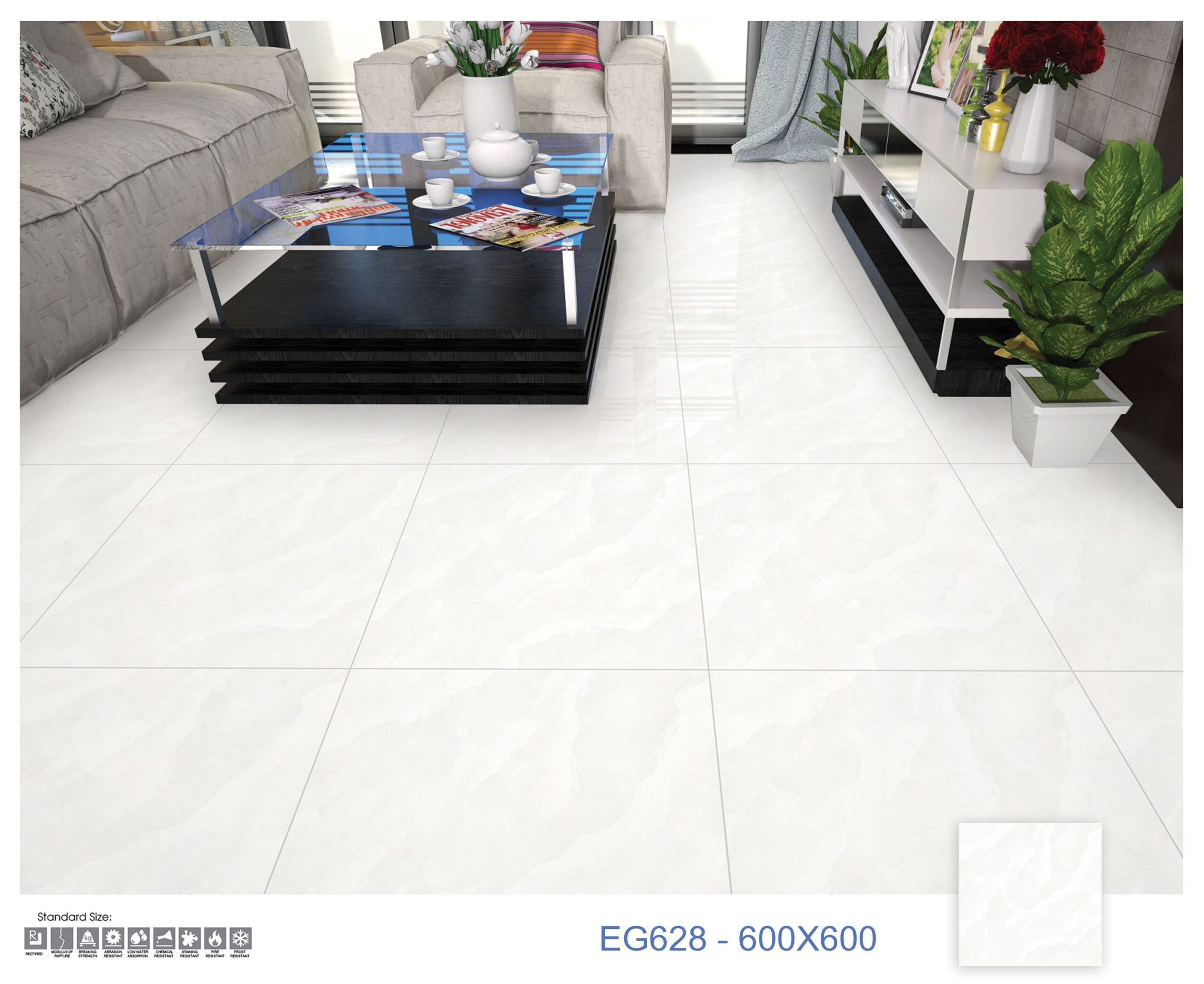 Gạch Lát nền, ốp tường Ý Mỹ 60x60 EG628 - Ảnh 3