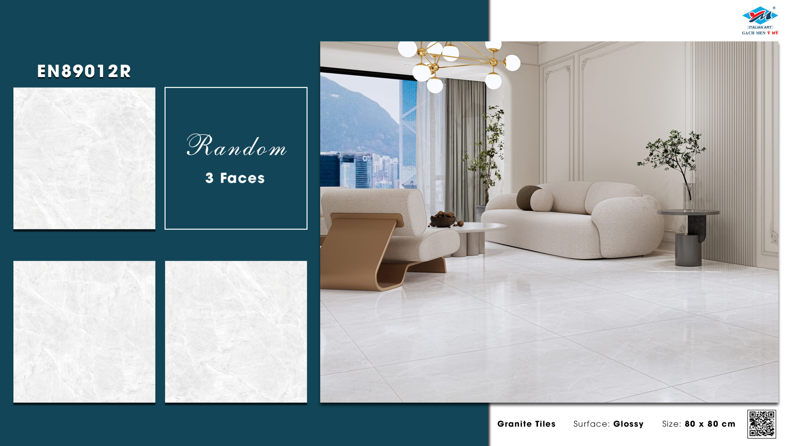 Gạch Lát nền Ý Mỹ 80x80 EN89012R