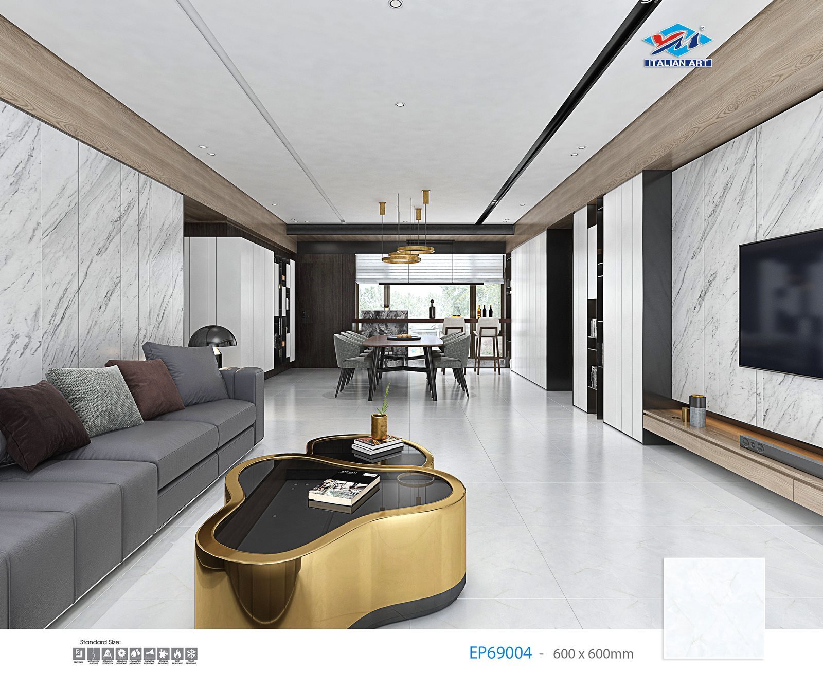 Gạch Lát nền Ý Mỹ 60x60 EP69004 - Ảnh 2