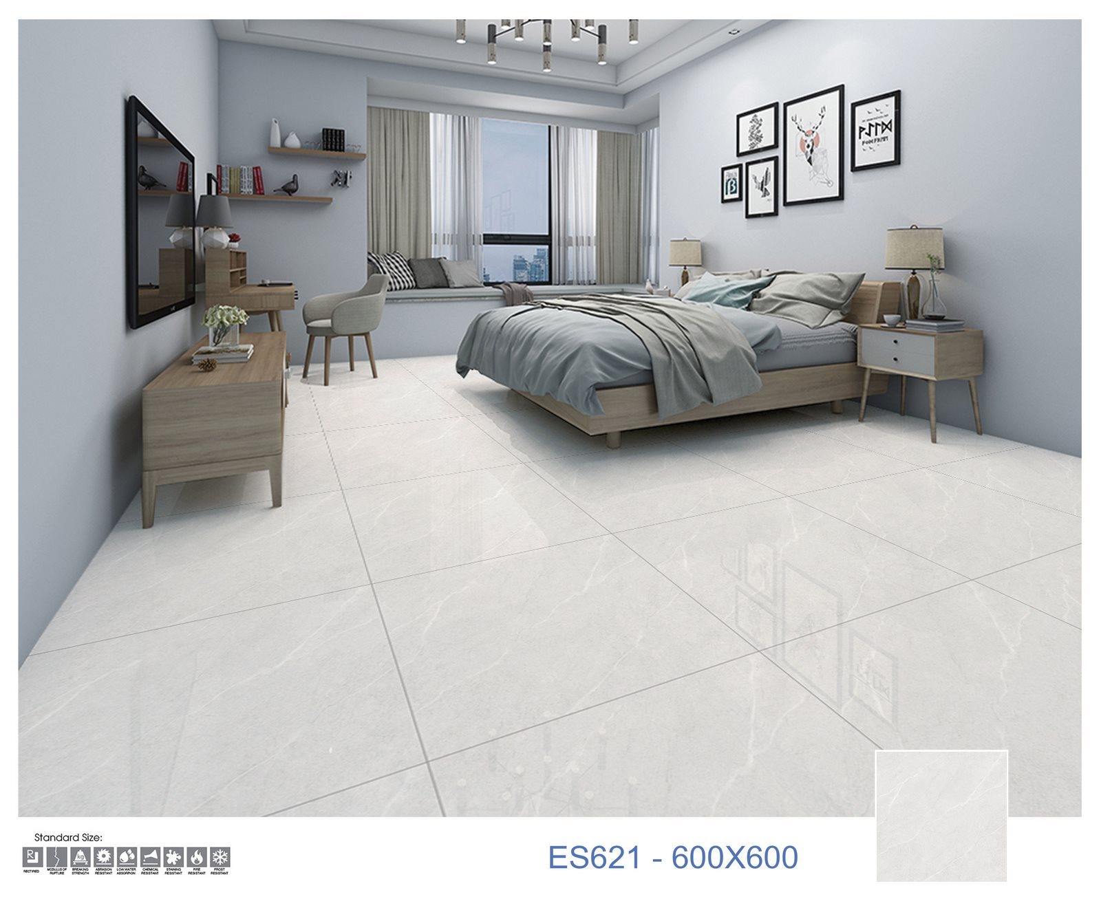 Gạch Lát nền, ốp tường Ý Mỹ 60x60 ES621 - Ảnh 2