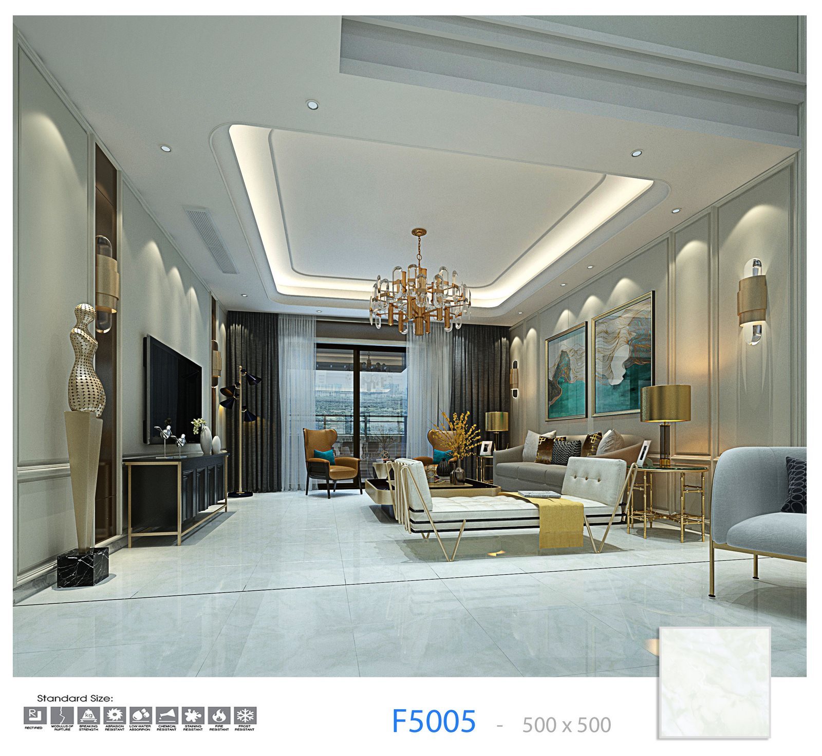 Gạch Lát nền Ý Mỹ 50x50 F5005 - Ảnh 2