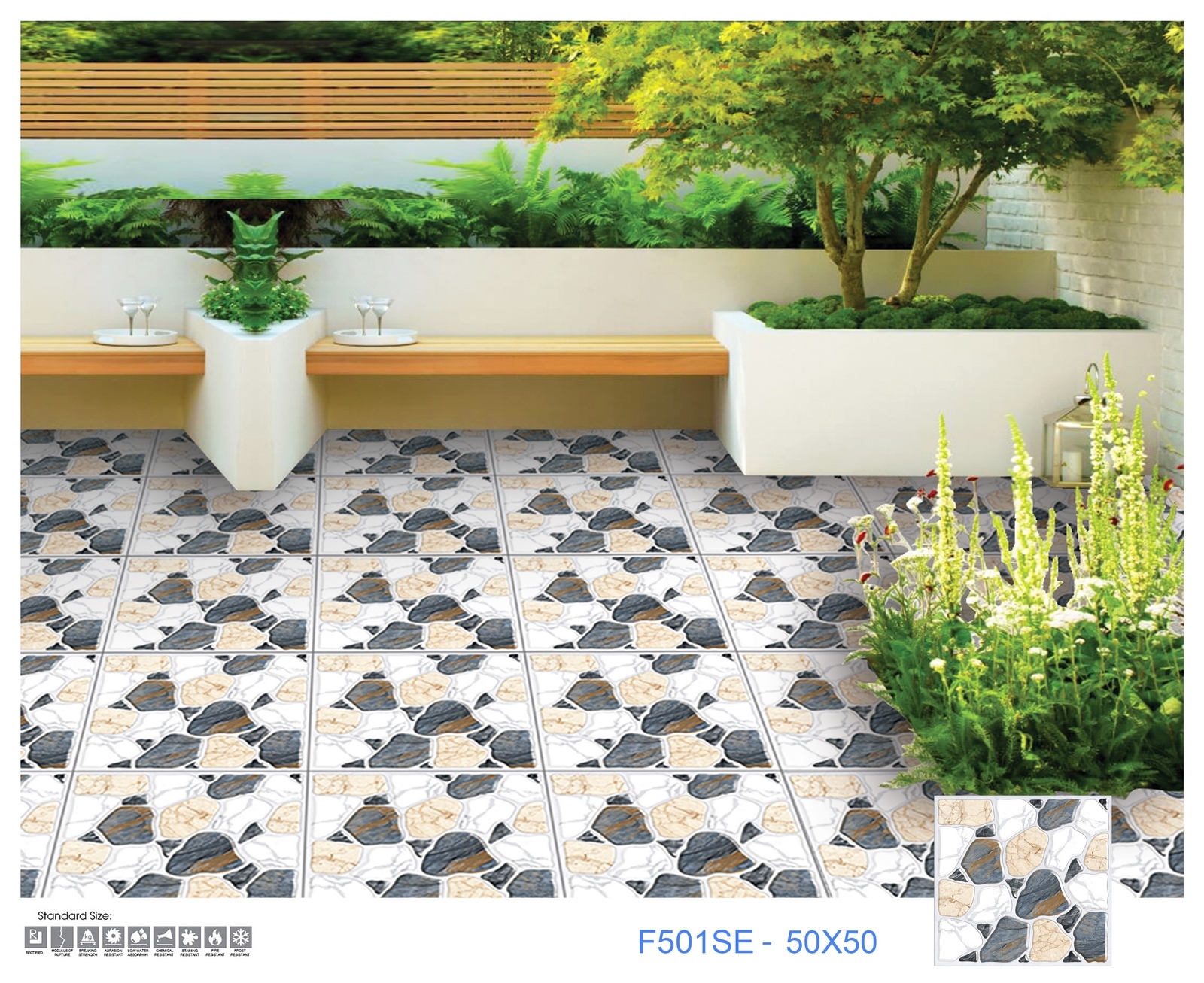 Gạch Lát nền Ý Mỹ 50x50 F501SE - Ảnh 2