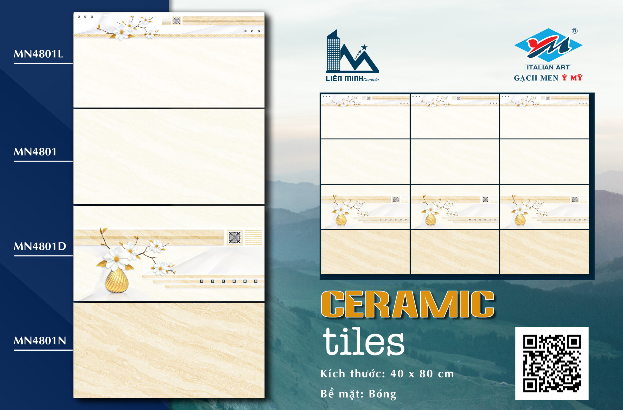 Gạch Ốp tường Ý Mỹ 40x80 MN4801D - Ảnh 6