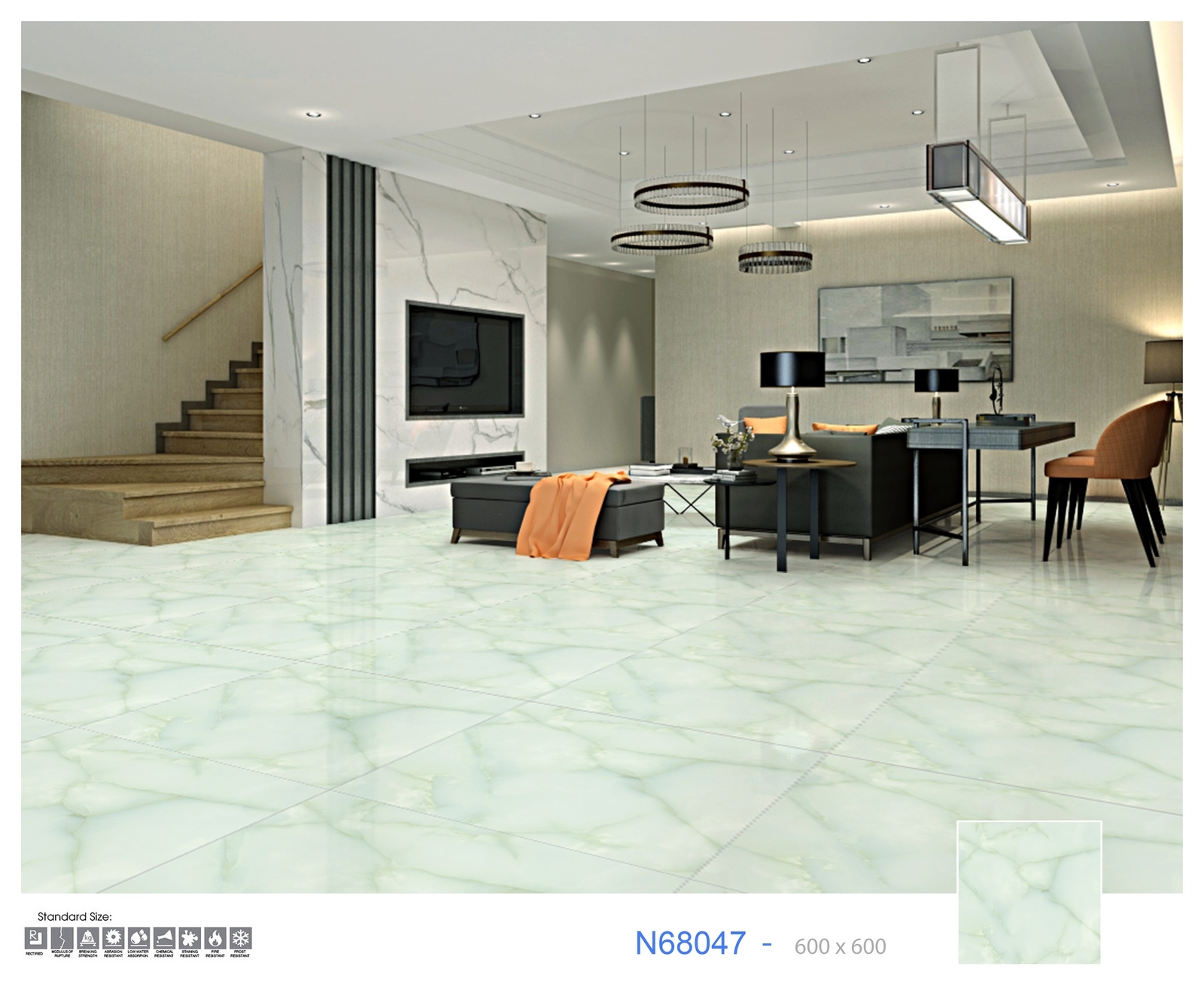 Gạch Lát nền Ý Mỹ 60x60 N68047 - Ảnh 2