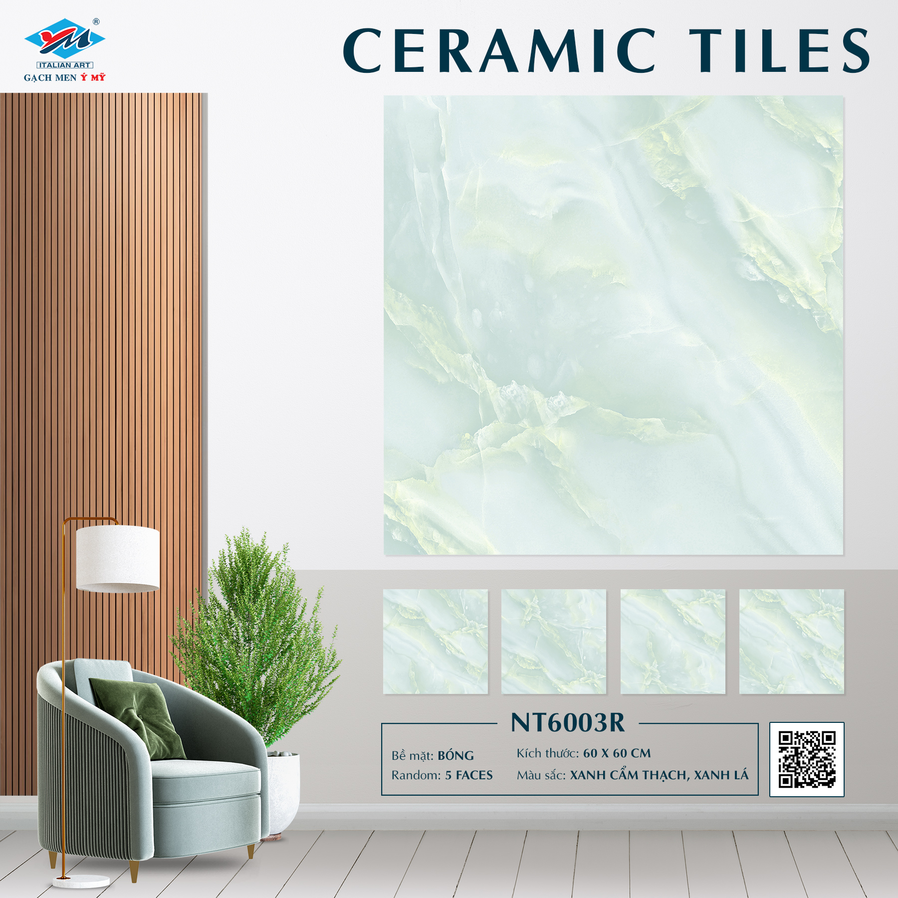 Gạch Lát nền Ý Mỹ 60x60 NT6003R - Ảnh 6