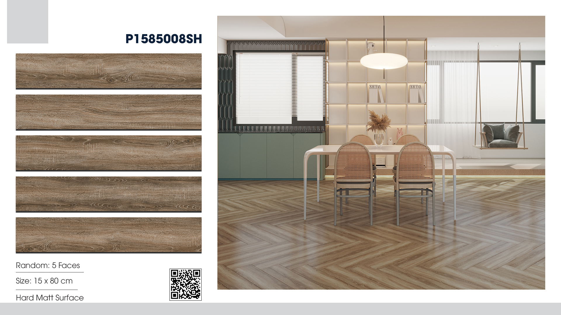 Gạch Lát nền Ý Mỹ 15x80 P1585008SH