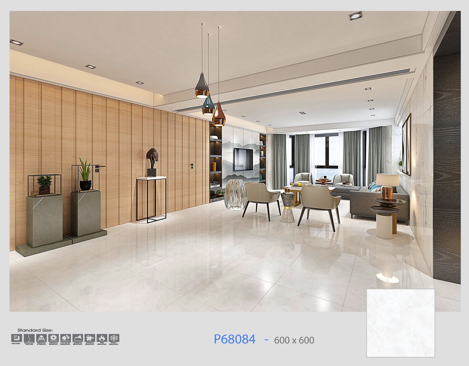 Gạch Lát nền Ý Mỹ 60x60 P68084 - Ảnh 2