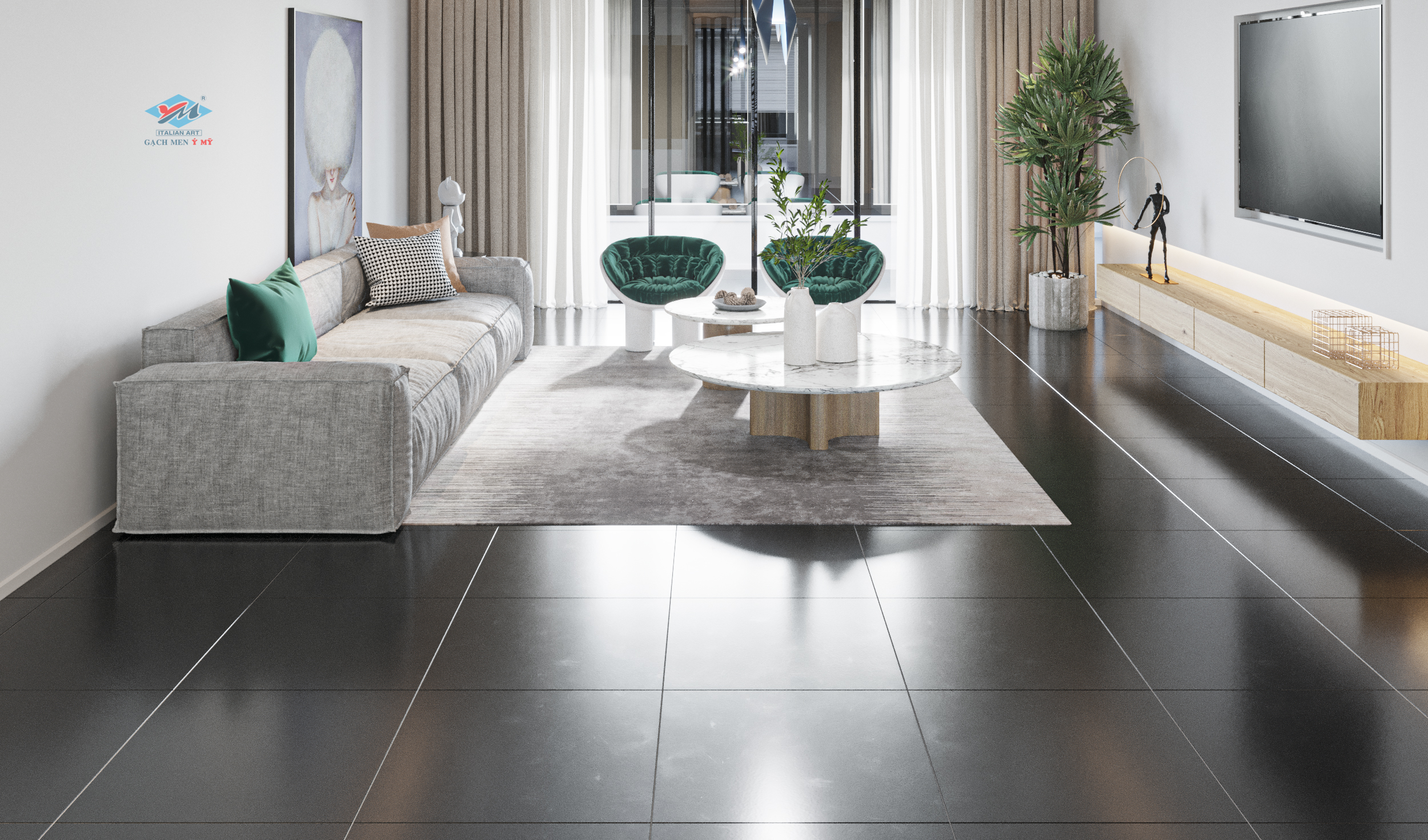 Gạch Lát nền Ý Mỹ 60x60 P68105D - Ảnh 2