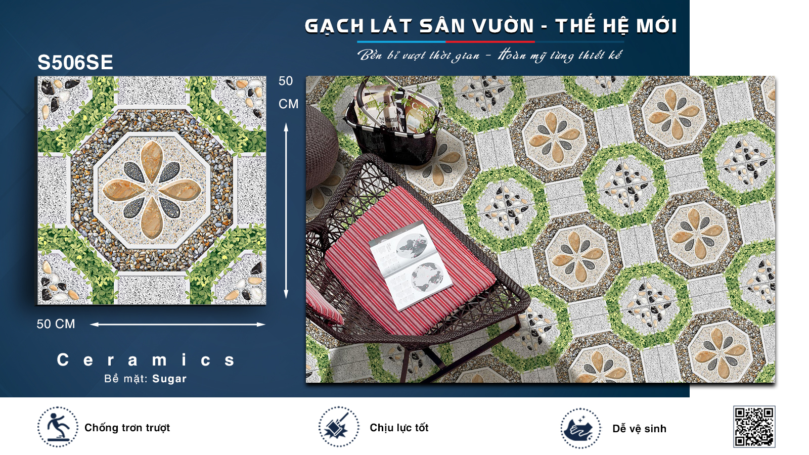 Gạch Sân vườn Ý Mỹ 50x50 S506SE