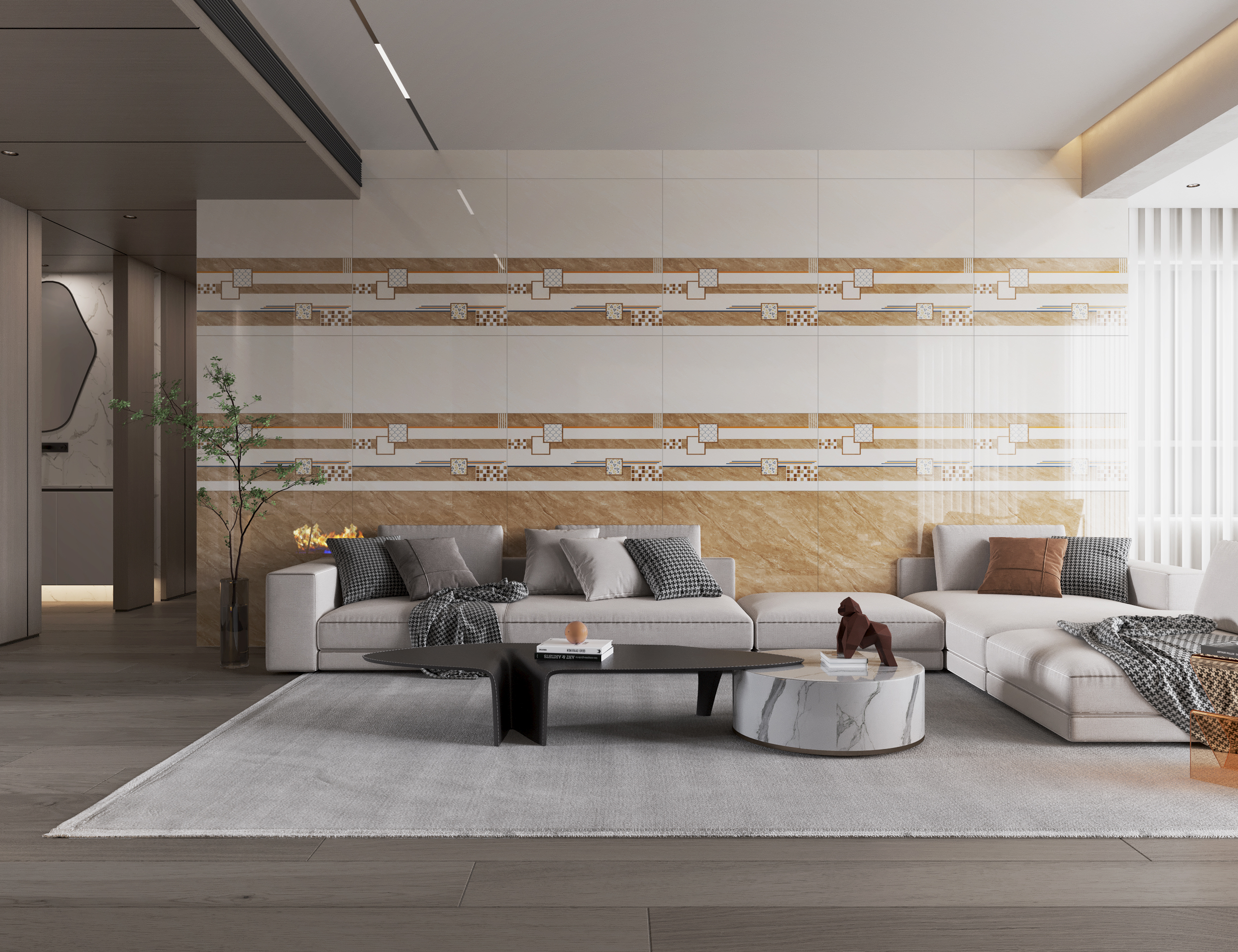 Gạch Hoàn Mỹ Vân đá Marble 40x80 08957 - Ảnh 3