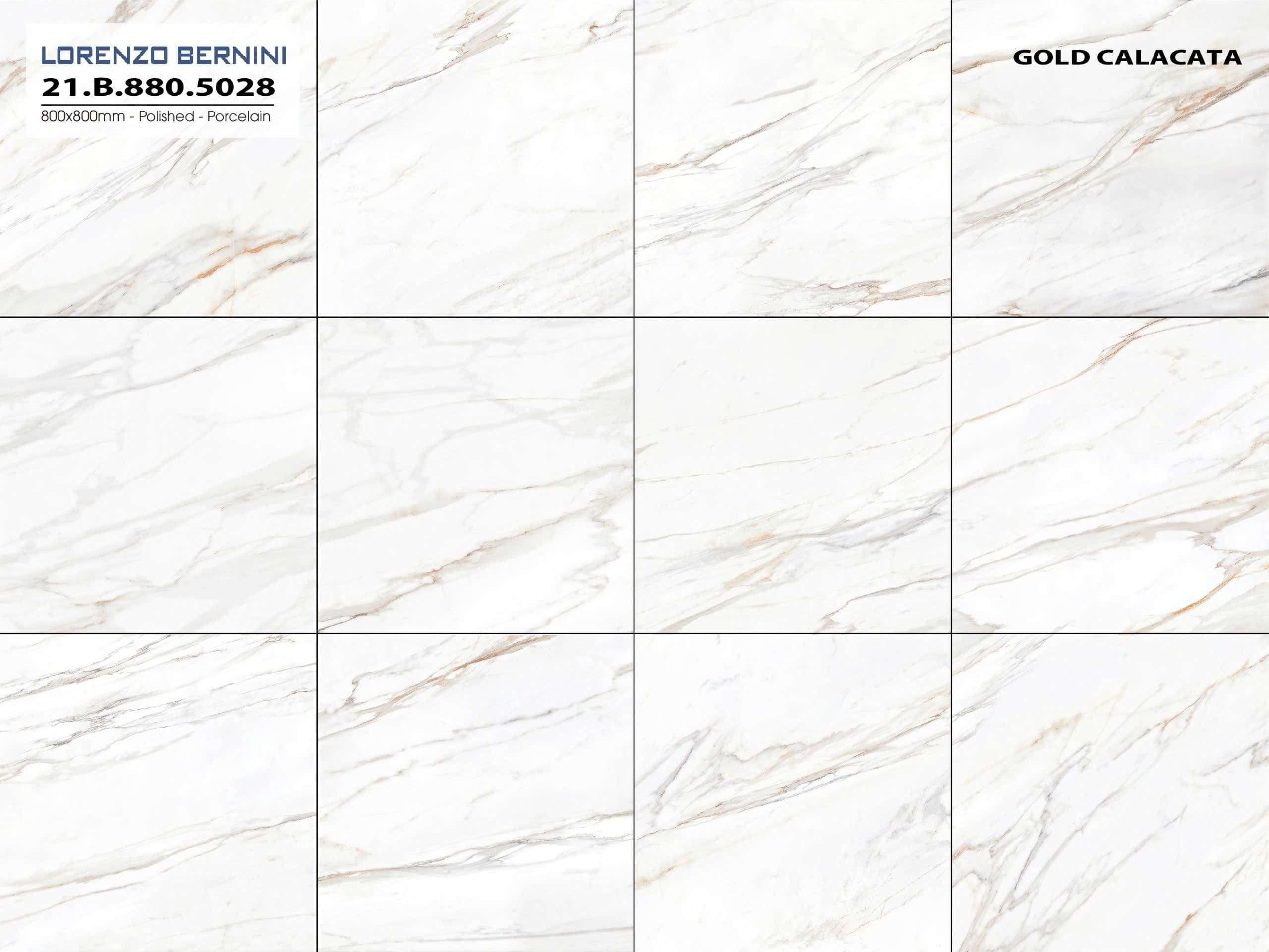 Gạch ốp lát Lorenzo Bernini 80x80 Gold Calacata 21.B.880.5028