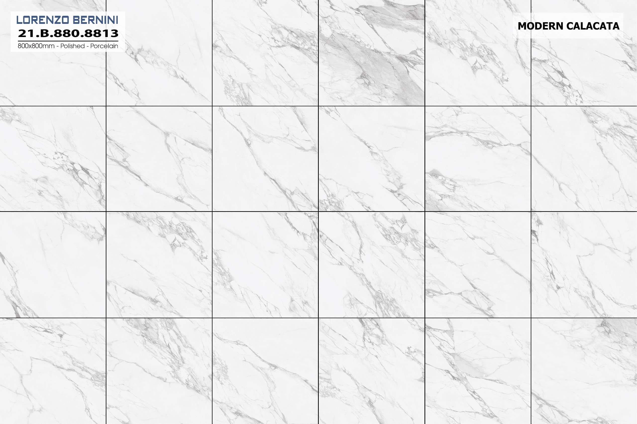 Gạch ốp lát Lorenzo Bernini 80x80 Modern Calacata 21.B.880.8813 - Ảnh 3