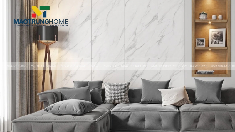 Gạch Porcelain vân đá Marble 60x120cm cho tường phòng khách