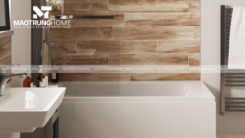 Gạch giả gỗ 15x90cm ốp tường tạo điểm nhấn trang trí