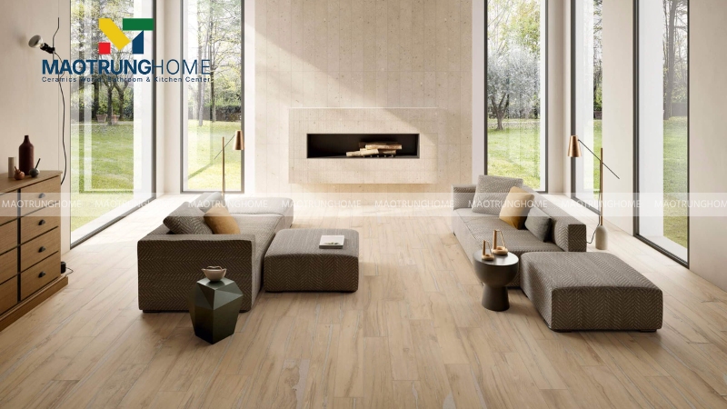 Gạch vân gỗ cho phòng khách (Mẫu 2)