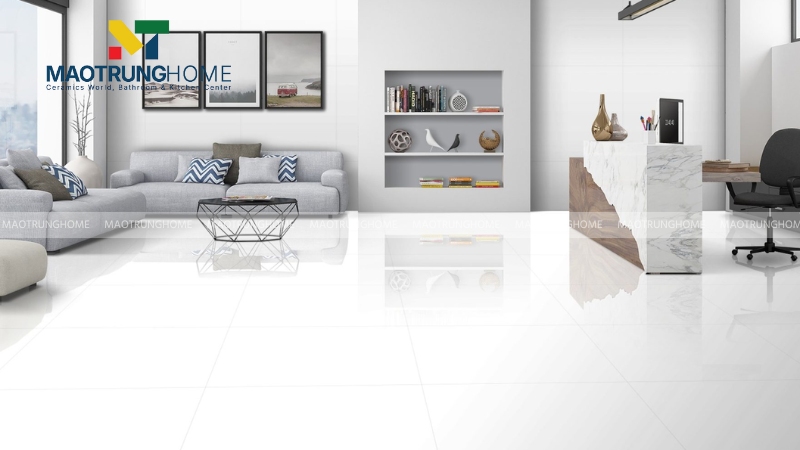 Gạch khổ lớn đơn sắc cho phòng khách (Mẫu 1)