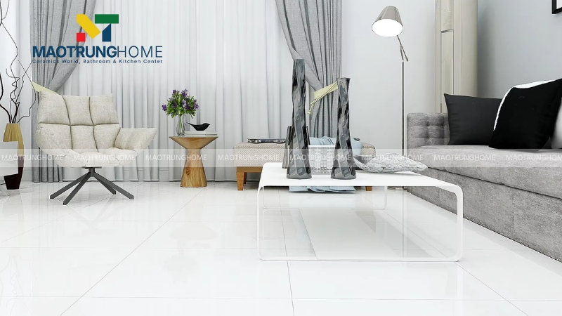 Gạch khổ lớn đơn sắc cho phòng khách (Mẫu 2)