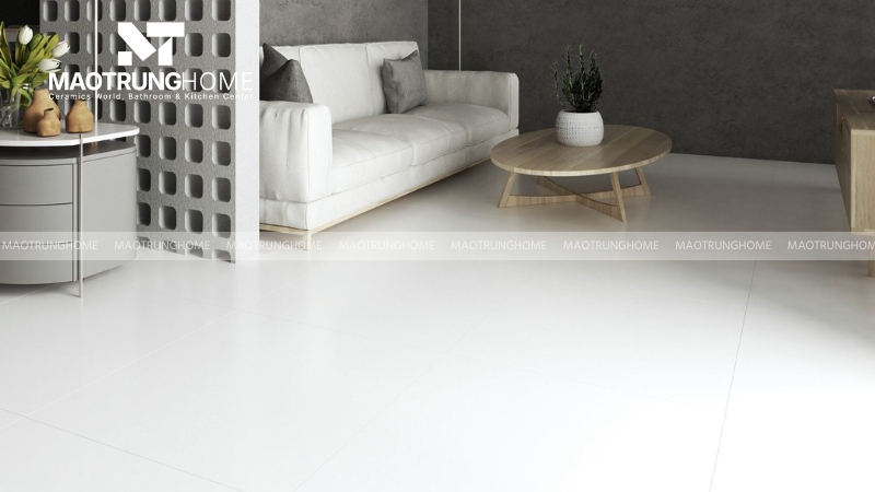 Gạch khổ lớn đơn sắc cho phòng khách (Mẫu 4)