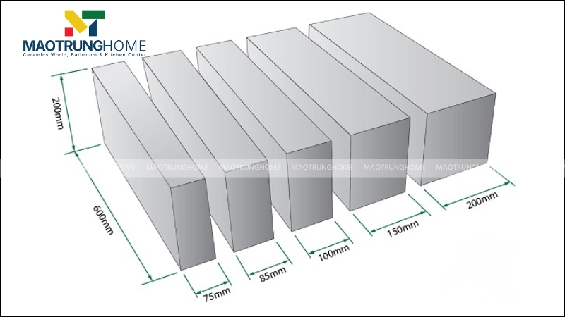 Các kích thước của gạch ốp lát