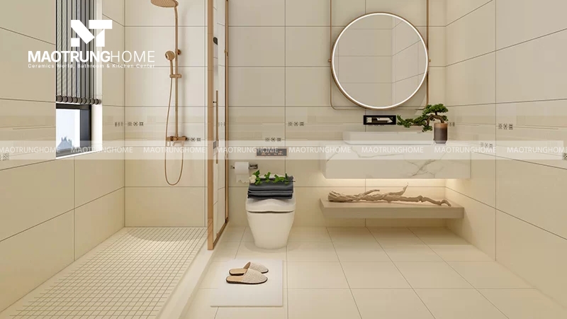 Gạch ốp tường màu vàng kem là lựa chọn tối ưu