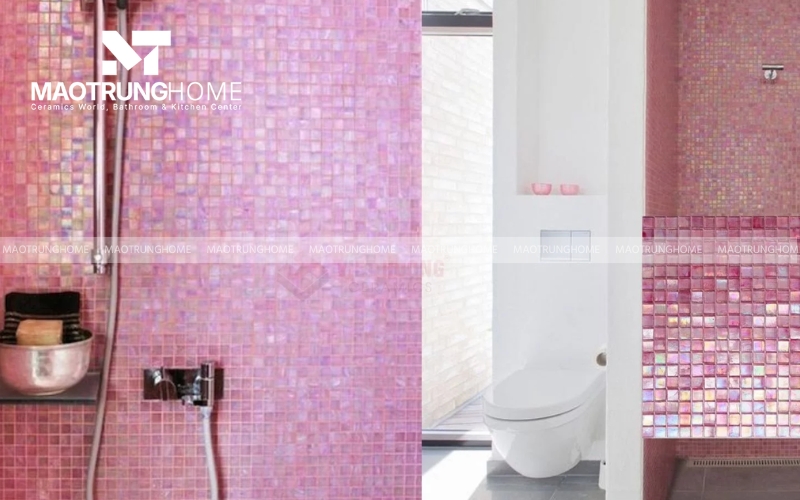 Gạch mosaic màu hồng