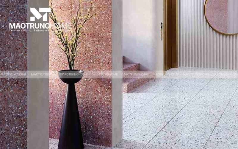 Gạch terrazzo màu hồng