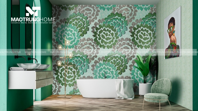 Gạch mosaic màu xanh lá cây