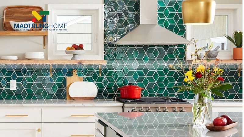 Gạch bông và gạch trang trí họa tiết xanh lá