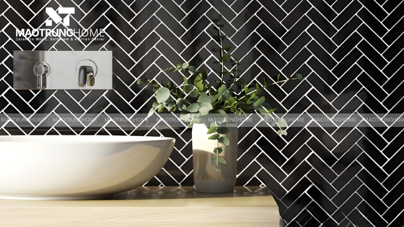 Mẫu gạch xương cá ốp tường cho phòng tắm
