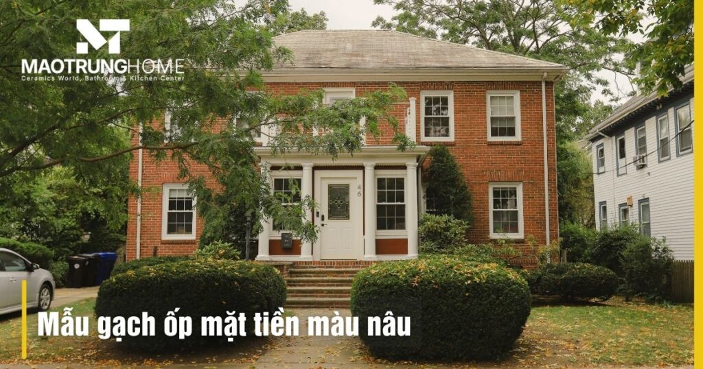 Mẫu gạch ốp mặt tiền màu nâu