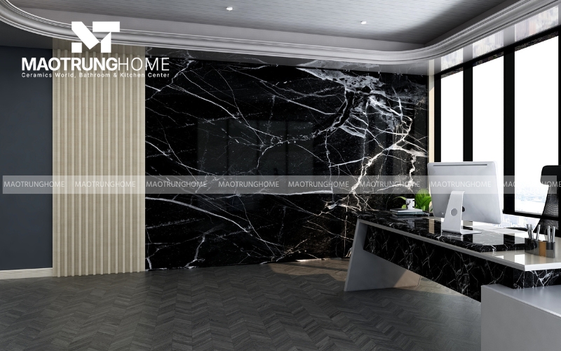 Gạch Porcelain vân đá đen tia chớp