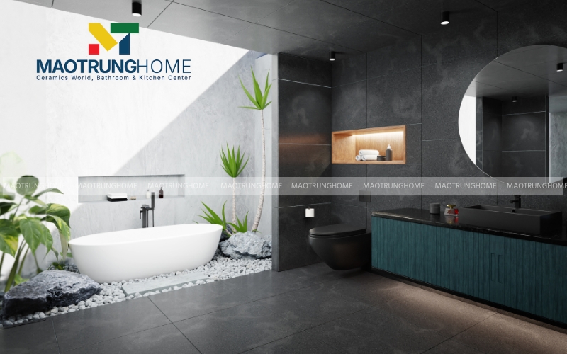 Gạch ốp tường màu xám xi măng