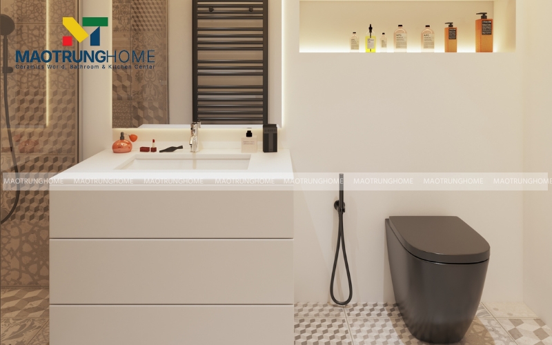 Phòng tắm hiện đại tông màu trung tính