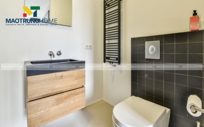 Bồn cầu treo tường và chậu rửa âm bàn hiện đại