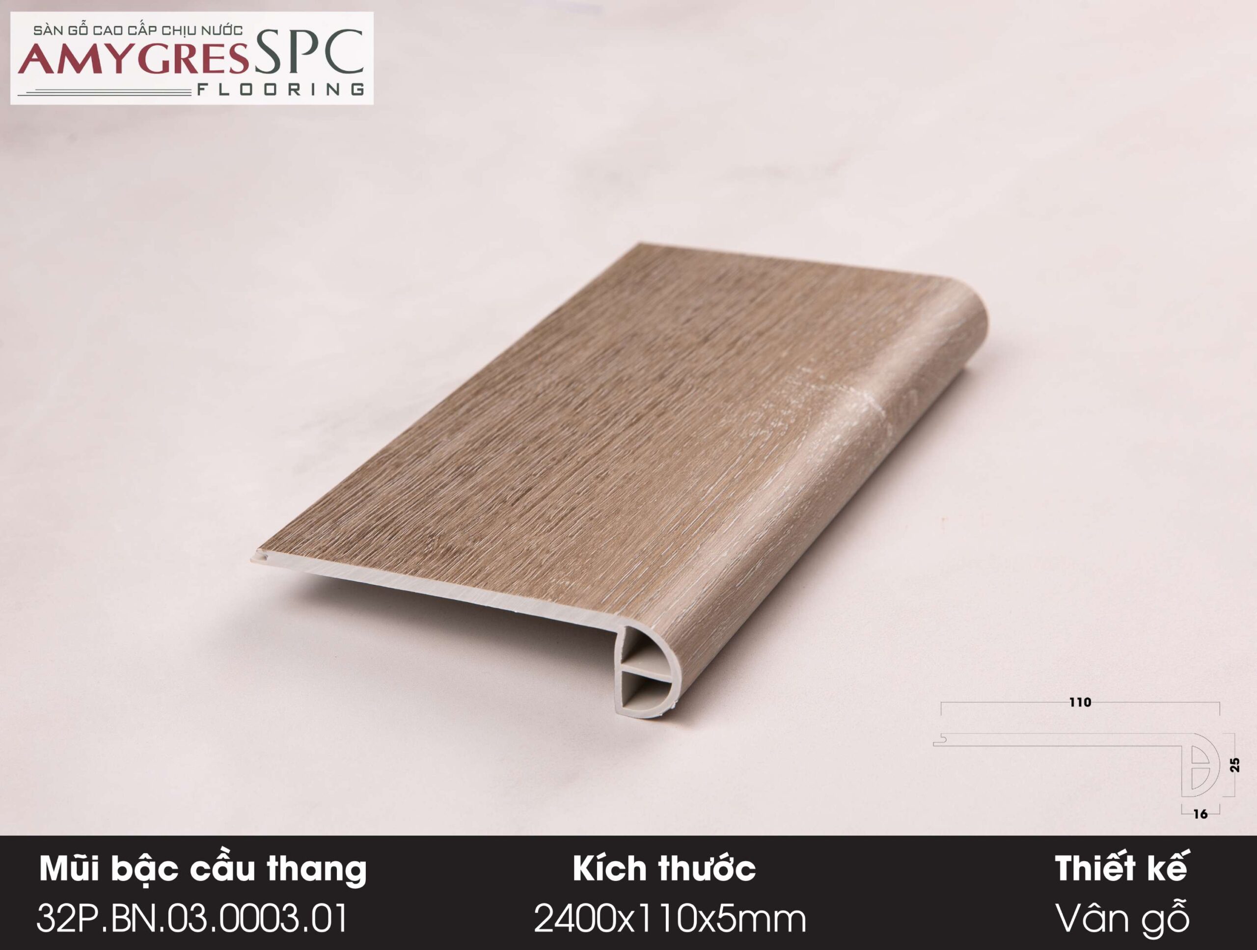 Phụ kiện AMYGRES SPC 240x11 Mũi bậc cầu thang 32.P.BN.03.0003.01