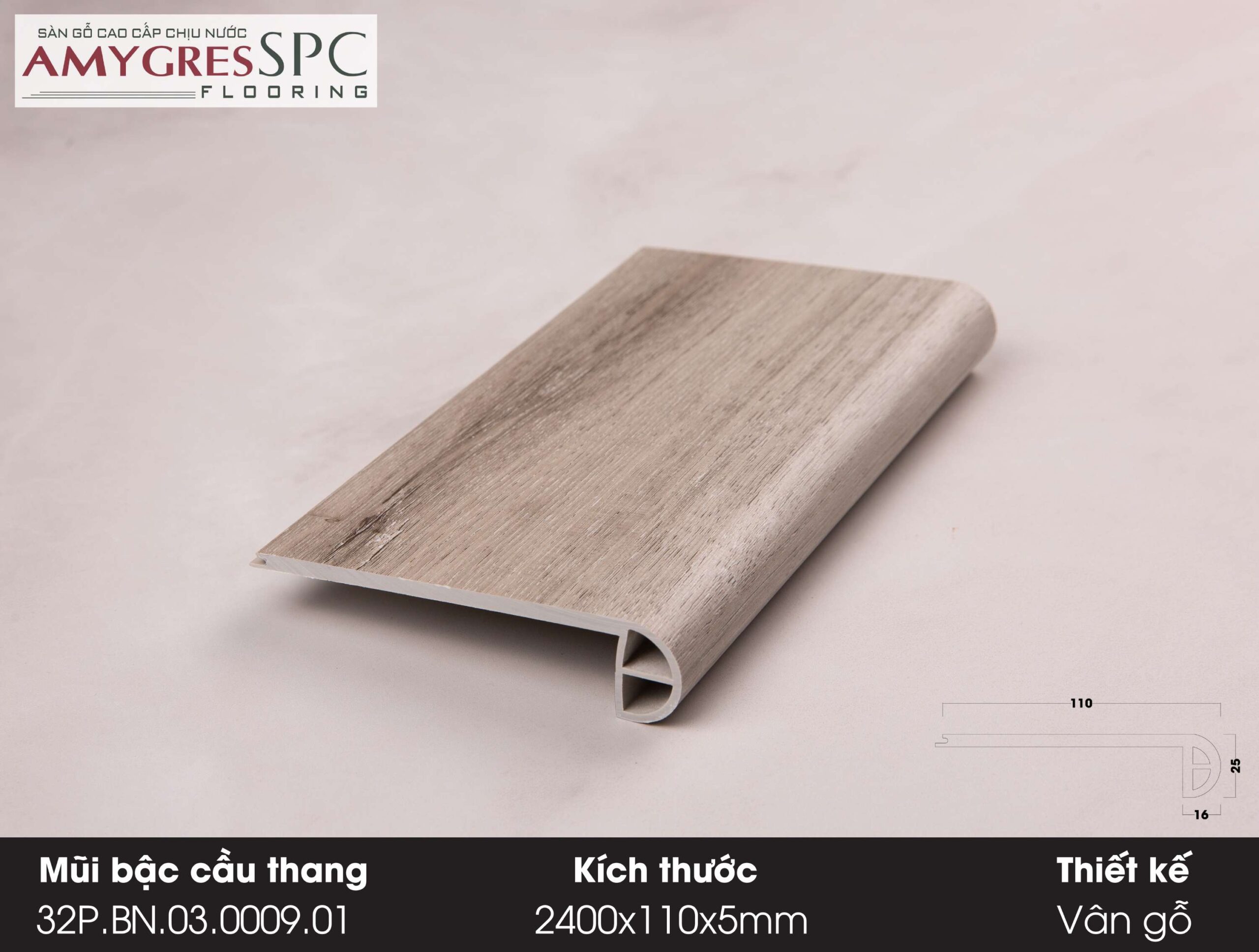 Phụ kiện AMYGRES SPC 240x11 Mũi bậc cầu thang 32.P.BN.03.0009.01