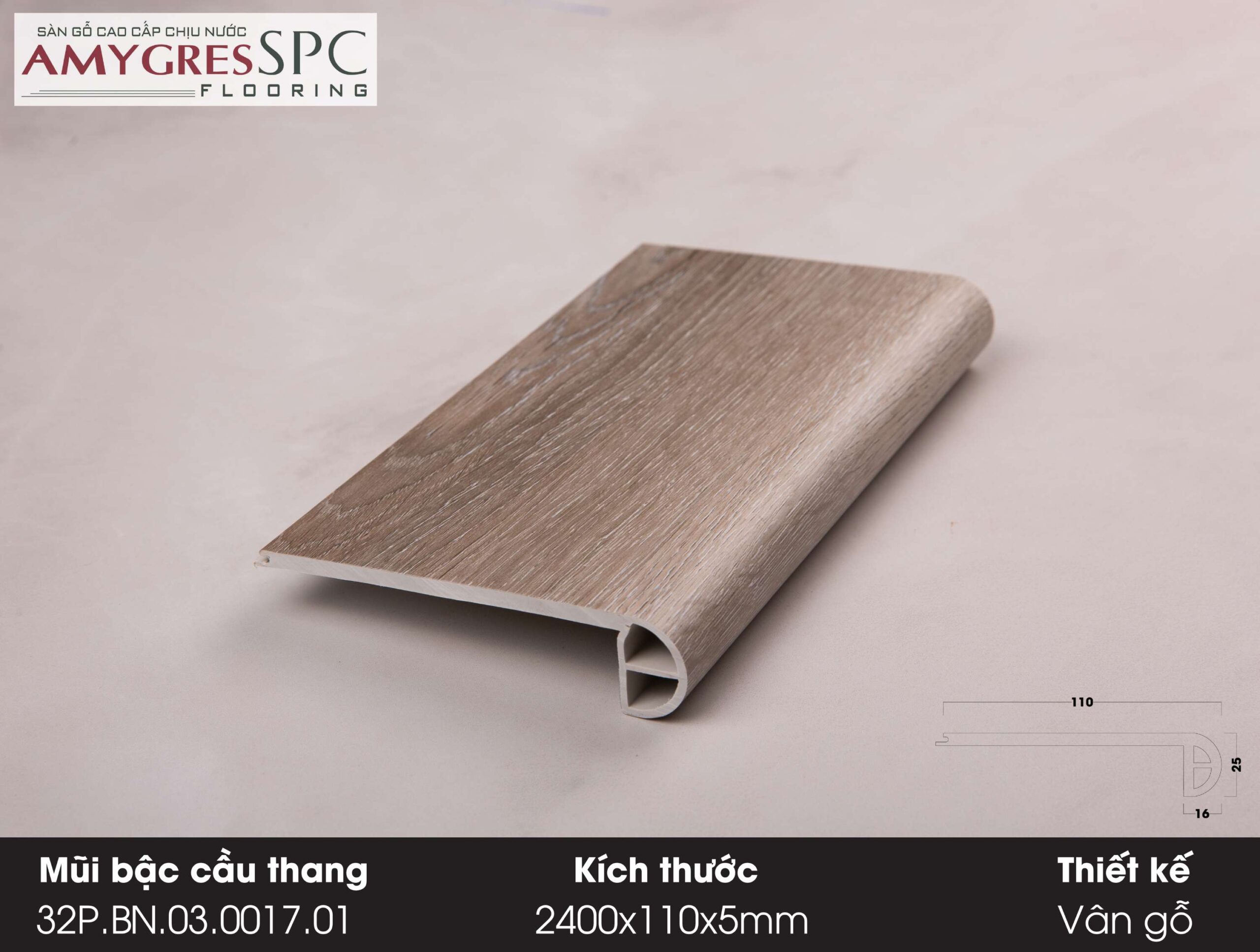 Phụ kiện AMYGRES SPC 240x11 Mũi bậc cầu thang 32.P.BN.03.0017.01