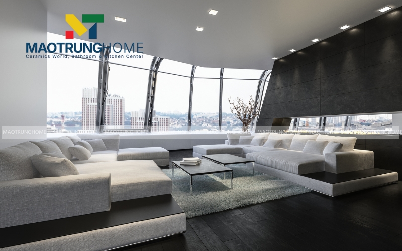 Gạch giả gỗ màu ghi xám mang lại vẻ đẹp thanh lịch cho phòng ngủ