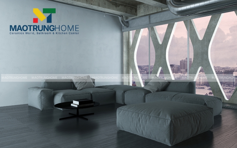 Sự giao thoa độc đáo giữa vân gỗ ấm áp và sắc xám hiện đại