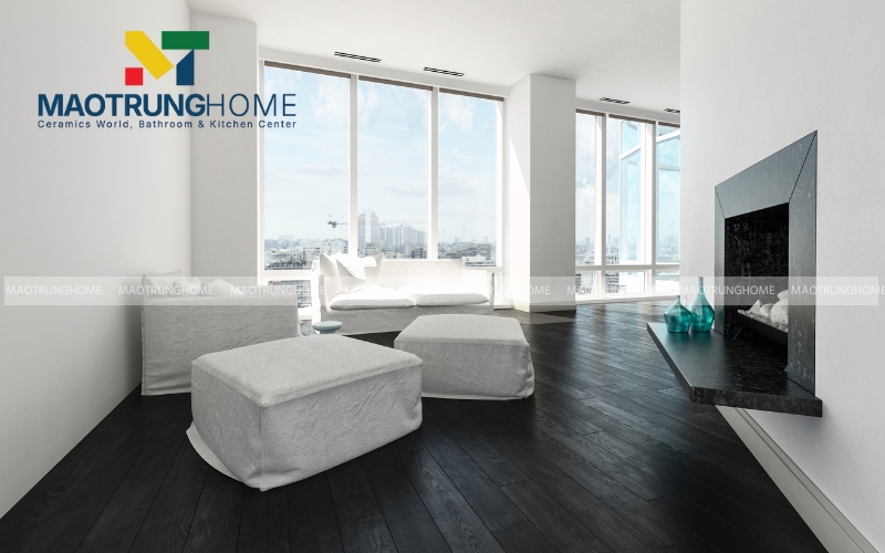 Đường vân gỗ sắc nét trên nền gạch Porcelain ghi xám bền bỉ