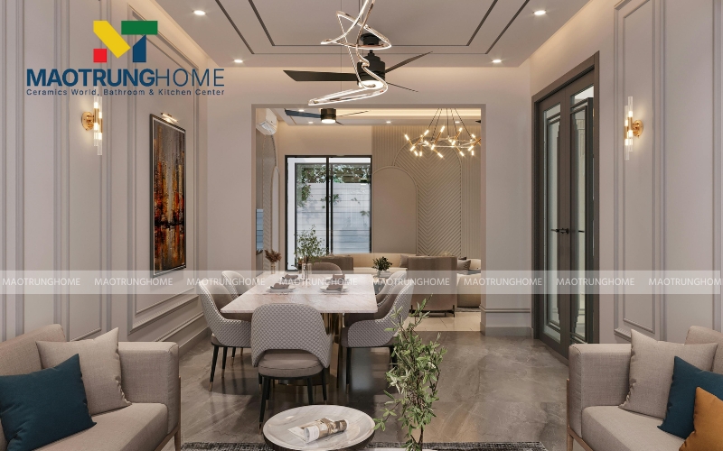 Gạch lát nền màu xám ghi sang trọng