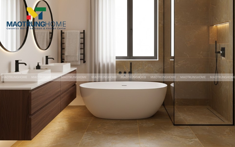 Hiệu ứng loang màu độc đáo từ gạch vàng ánh kim cao cấp