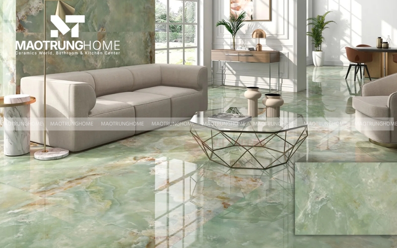 Không gian thoáng đãng nhờ hiệu ứng liền mạch của gạch xanh 80x80cm
