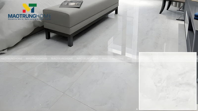 Mẫu gạch lát nền màu xám trắng cho phòng ngủ