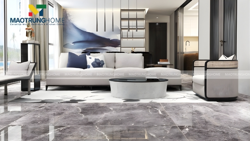 Gạch lát nền màu xám trắng dễ kết hợp với nhiều màu sắc